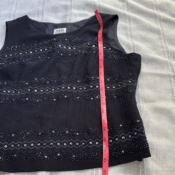 R&M Richards Dark Navy Embellished Evening Top - Picture 7 of 12